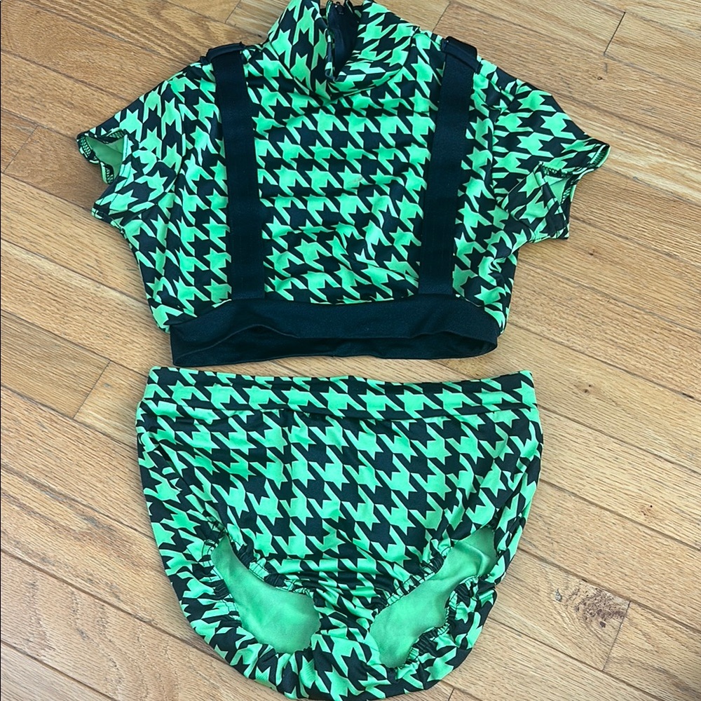 Green and Black Houndstooth Costume Set